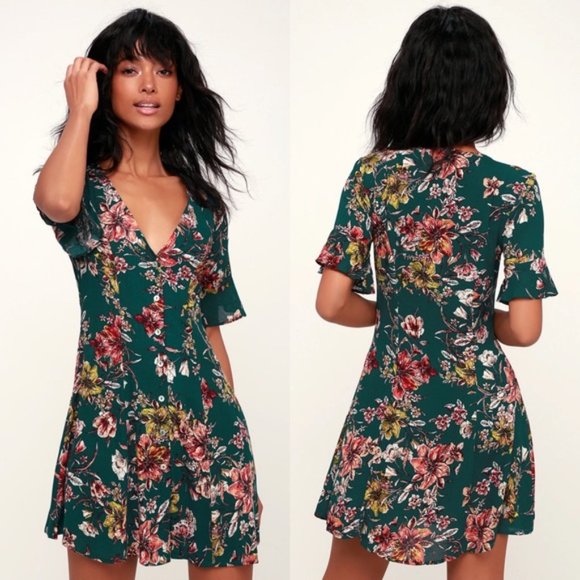 Lulus Garden Of Delight Floral Button Down Dress Size Medium - Picture 1 of 12